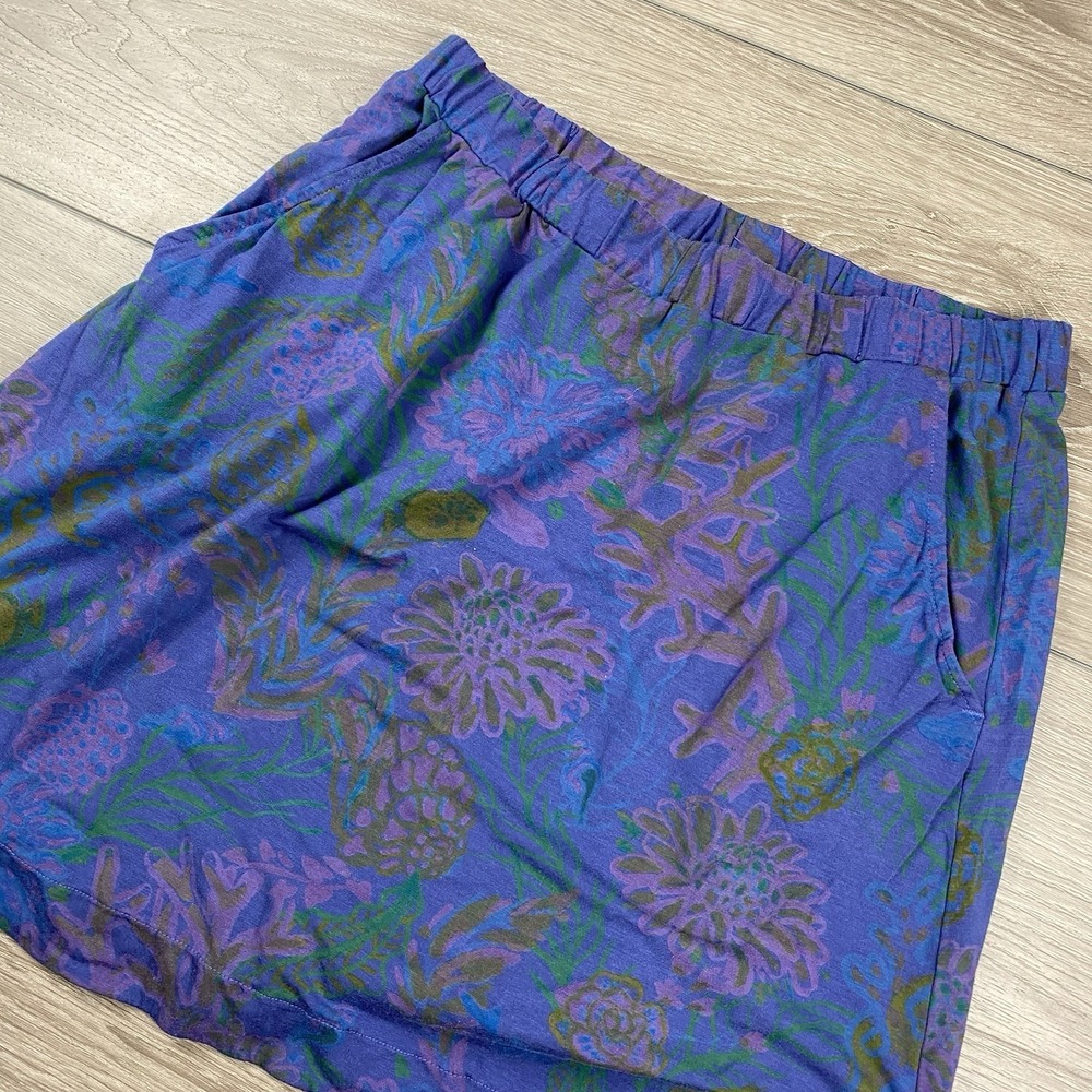 Fresh Produce Women's Cotton Blend A Line Mini Skirt Blue Floral Small